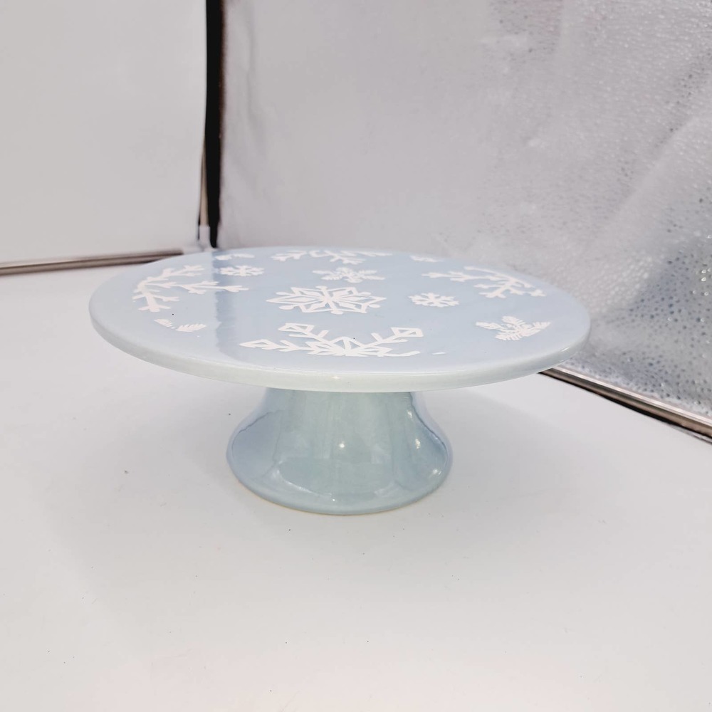 Holiday Style Tiffany Blue color cake stand/plate Snowflakes